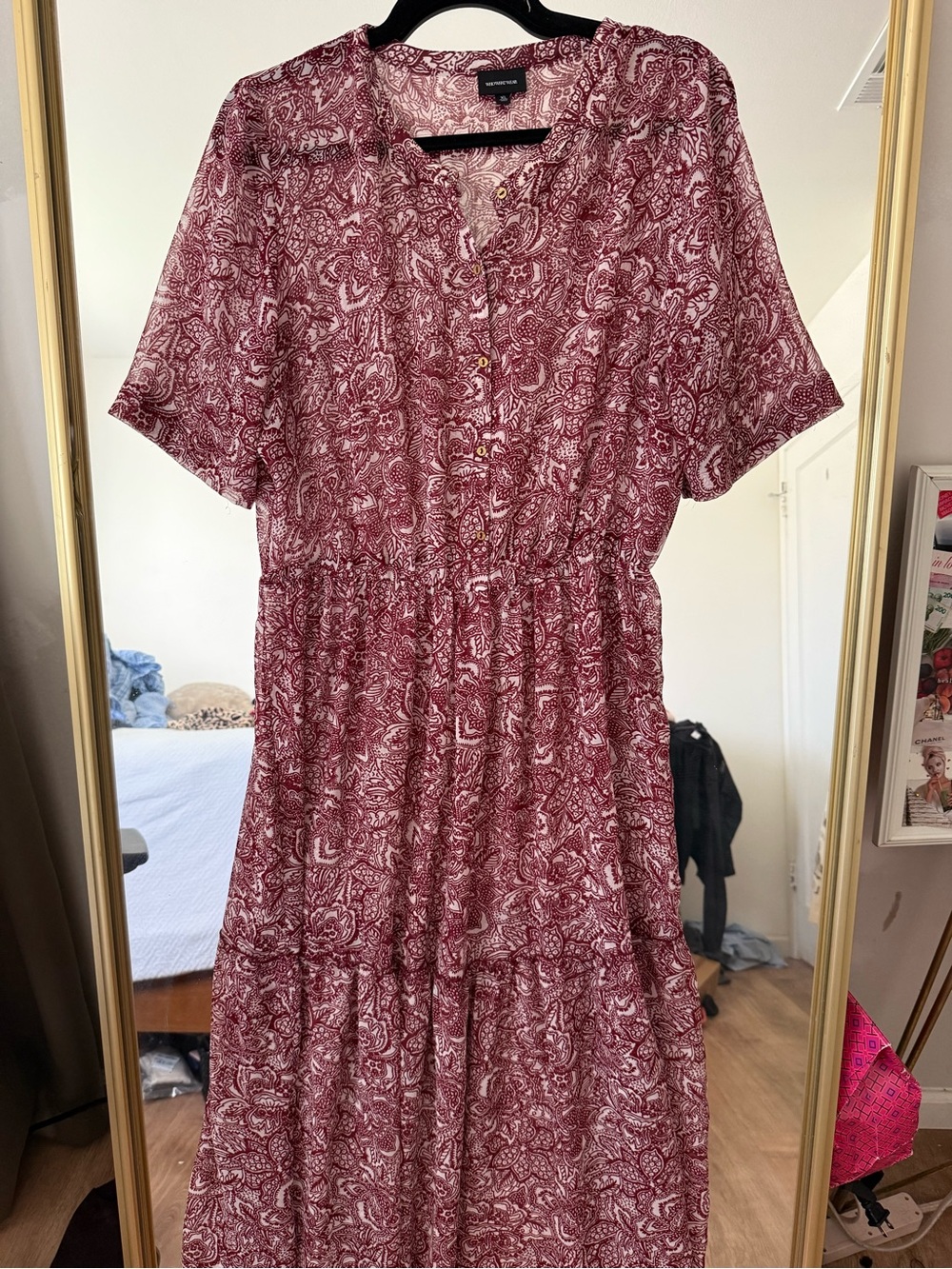 Who What Wear Burgundy Paisley Maxi Dress